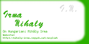 irma mihaly business card